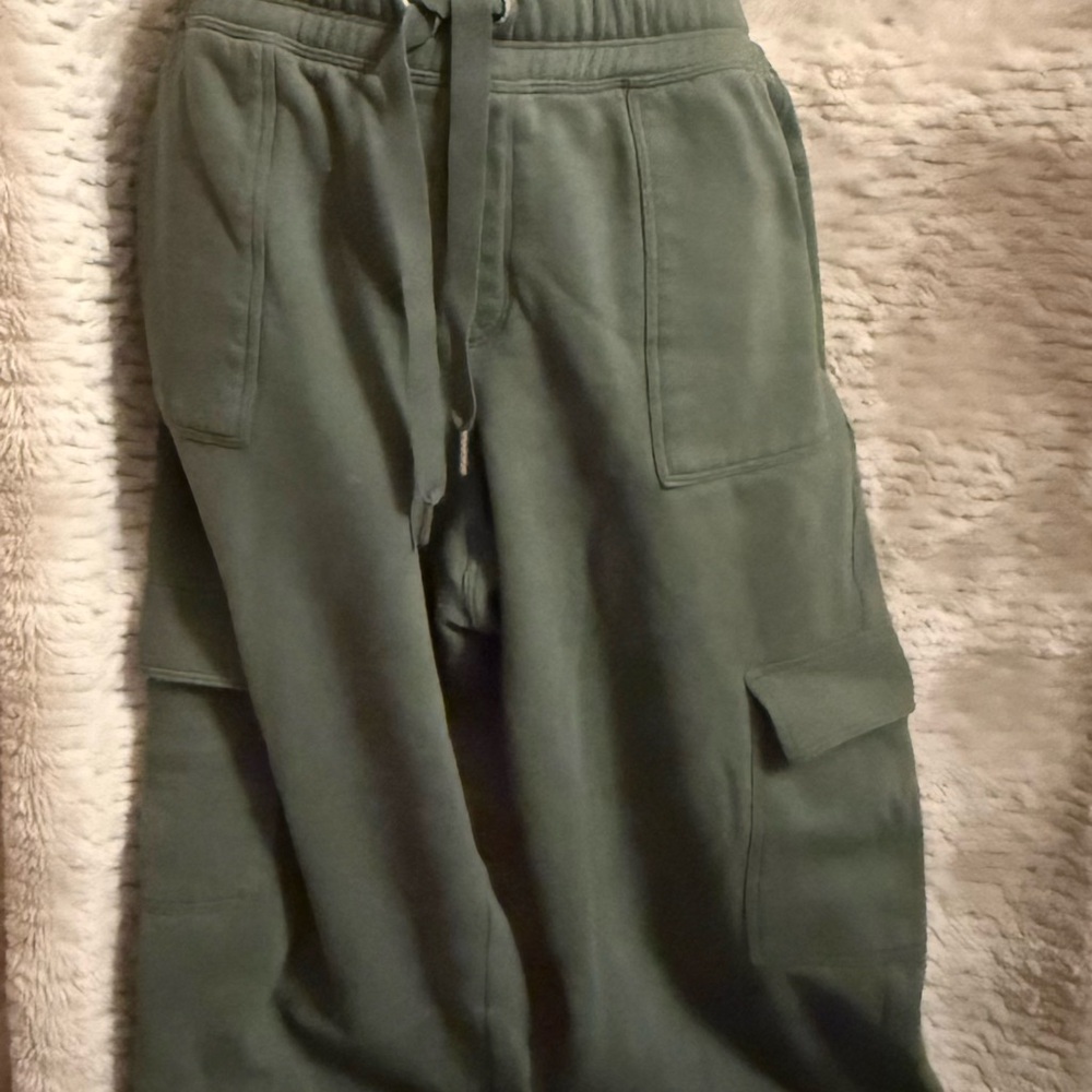 Calvin Klein Olive Green Drawstring Wide leg sweatpants
